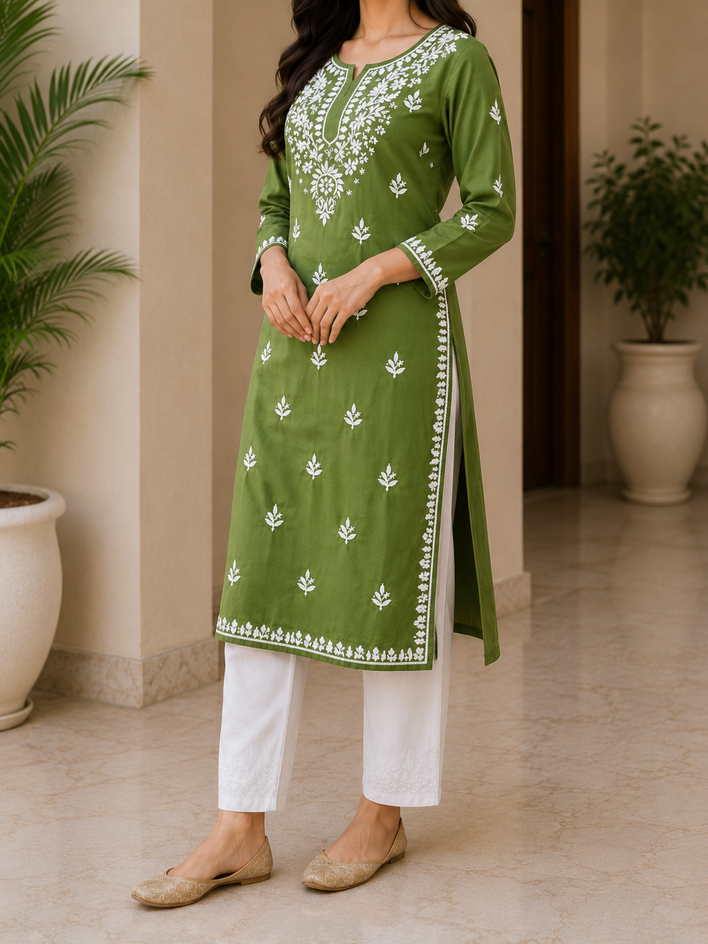 Chikankari  Rayon Kurti