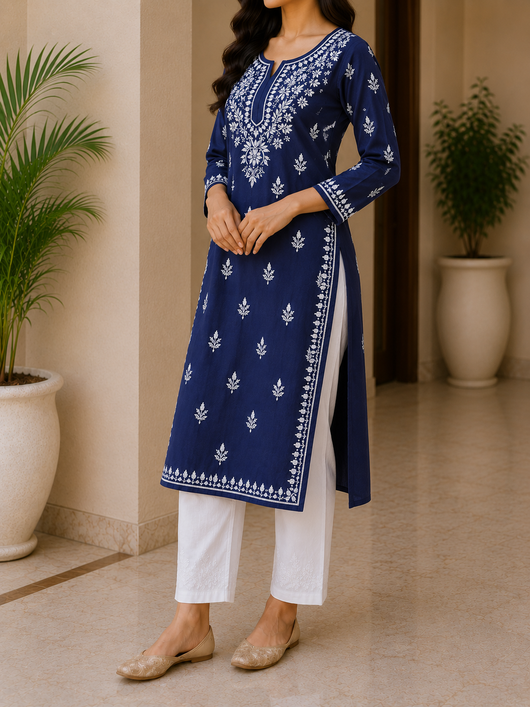 Chikankari Rayon Kurti