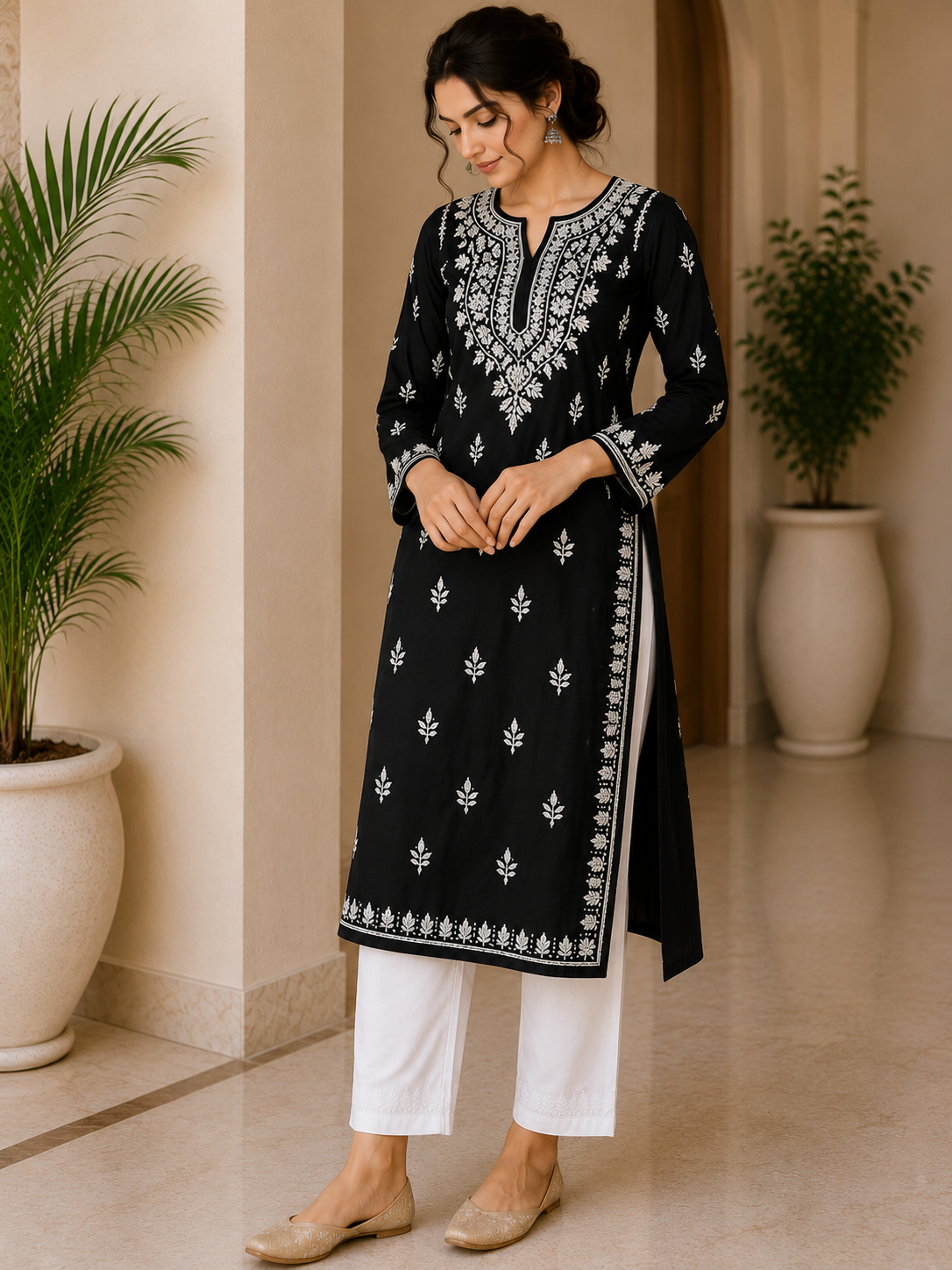Chikankari  Rayon Kurti