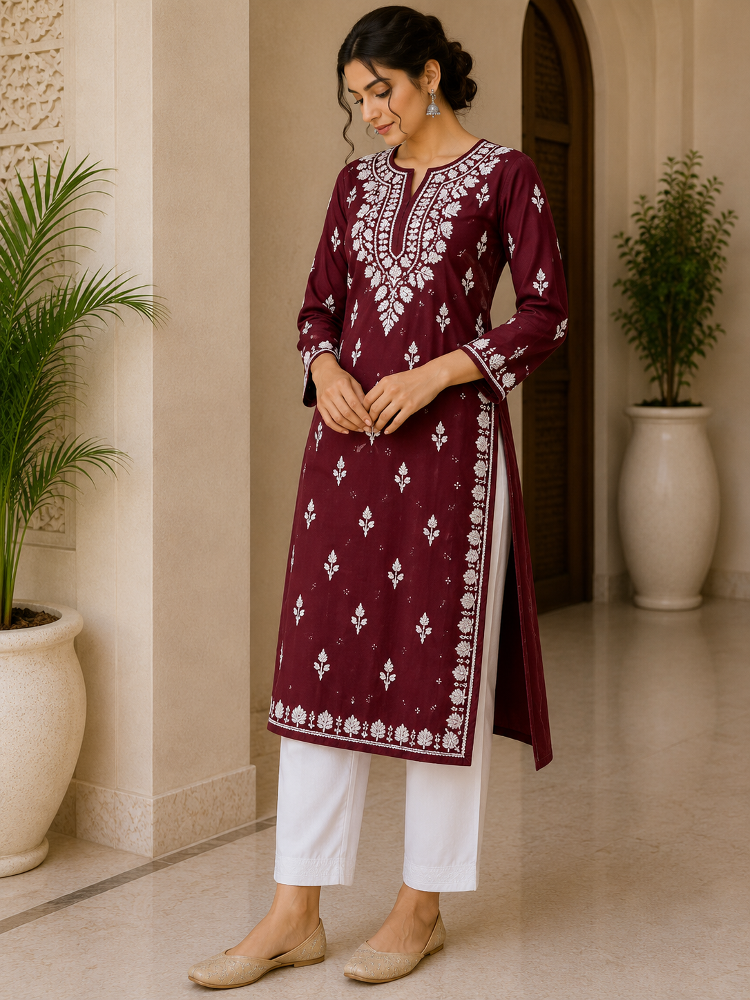 Chikankari Rayon Kurti